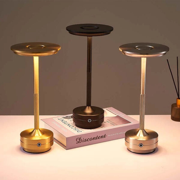 Metallic Cordless Table Lamp - Waterproof Portable LED Light - Image 2